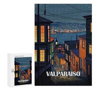 Rompecabezas 300 PCS para Adultos Valparaiso Chile Night Cityscape Art Rompecabezas para Adultos Juguete Decoración De Pared Decoración del Hogar para Cumpleaños, Navidad 300 PCS
