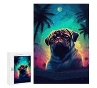 Rompecabezas 300 PCS para Adultos Vaporwave Pug Pixel Art Rompecabezas para Adultos Juego De Ingenio Regalo De Cumpleaños Ayuda A Ejercitar El Cerebro 300 PCS