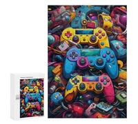 Rompecabezas 300 PCS para Adultos Vibrant Gaming Controllers Collage -2 Rompecabezas para Adultos Juegos Relajantes Decoración Perfecta como Regalo para Toda La Familia 300 PCS