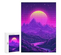 Rompecabezas 300 PCS para Adultos Vibrant Retro Sunset Landscape Rompecabezas para Adultos Juego De Ingenio Una Obra De Arte Diversión En Casa Actividades, 300 PCS