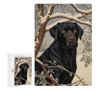 Rompecabezas 300 PCS para Adultos Vintage Black Labrador Rompecabezas para Adultos Juegos Divertidos Vacaciones En Casa Matar El Tiempo para Cumpleaños, Navidad 300 PCS
