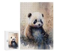 Rompecabezas 300 PCS para Adultos Watercolor Panda in Nature Rompecabezas para Adultos Juegos Divertidos Vacaciones En Casa Matar El Tiempo para Cumpleaños, Navidad 300 PCS