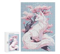 Rompecabezas 300 PCS para Adultos White Kitsune Sakura Tree Rompecabezas para Adultos Juguetes De Bricolaje Pero Divertidos Y Humorísticos para Cumpleaños, Navidad 300 PCS