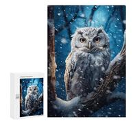 Rompecabezas 300 PCS para Adultos White Owl in Snow Rompecabezas para Adultos Juego De Ingenio Regalo De Cumpleaños Ayuda A Ejercitar El Cerebro 300 PCS