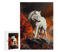 Rompecabezas 300 PCS para Adultos White Wolf in Autumn Landscape Rompecabezas para Adolescentes Juguetes Antiestrés Desafío Difícil Ayuda A Ejercitar El Cerebro 300 PCS
