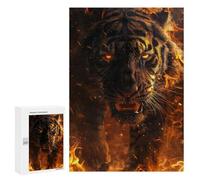 Rompecabezas 300 PCS para Adultos Wild Tiger on Fire Rompecabezas para Adultos Juguete Decoración De Pared Mejora La Memoria Regalo De Cumpleaños, Regalos, 300 PCS