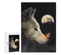 Rompecabezas 300 PCS para Adultos Wolf and Glowing Butterfly Rompecabezas para Adultos Juegos Divertidos Vacaciones En Casa Matar El Tiempo para Cumpleaños, Navidad 300 PCS