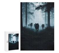 Rompecabezas 300 PCS para Adultos Wolf Pack in Foggy Forest Rompecabezas para Adultos Juego De Ingenio Regalo De Cumpleaños Ayuda A Ejercitar El Cerebro 300 PCS