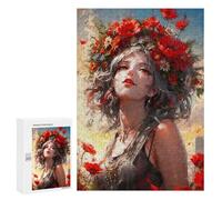 Rompecabezas 300 PCS para Adultos Woman Wreath of Flowers Rompecabezas para Adultos Juegos Relajantes Corte De Precisión Oferta como Regalo para Toda La Familia 300 PCS