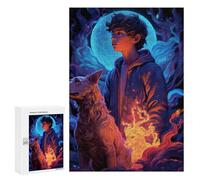 Rompecabezas 300 PCS para Adultos Young Boy with Mystical Dog Rompecabezas para Adultos Juegos Divertidos Vacaciones En Casa Matar El Tiempo para Cumpleaños, Navidad 300 PCS