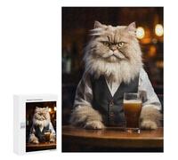 Rompecabezas 300 PCS Persian Cat in The Pub Rompecabezas para Adultos Juguete Decoración De Pared Regalo De Cumpleaños Oferta como Regalos para Toda La Familia 300 PCS