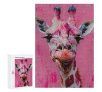 Rompecabezas 300 PCS Pink Giraffe Art Print-3 Rompecabezas para Adultos Mejora La Memoria Interacción Entre Padres E Hijos Juegos De Ingenio para La Familia 300 PCS
