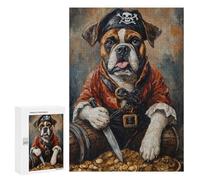 Rompecabezas 300 PCS Pirate Bulldog Treasure Chest-4 Rompecabezas para Adultos Que Mejoran La Memoria. Un Reto para Completar Cumpleaños 300 PCS