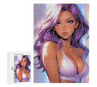 Rompecabezas 300 PCS Purple Haired Beauty Rompecabezas para Adolescentes Carrera De Velocidad Manual Actividades Divertidas En Casa Juego Desafiante Y Juego Familiar 300 PCS