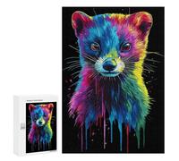 Rompecabezas 300 PCS Rainbow Pop Art Ferret Portrait Rompecabezas para Adultos Juguete Decoración De Pared Regalo De Cumpleaños Oferta como Regalos para Toda La Familia 300 PCS