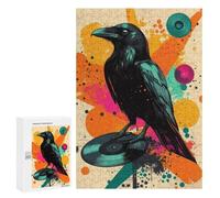 Rompecabezas 300 PCS Raven on Vinyl Record Pop Art Rompecabezas para Adultos Juguete Decoración De Pared Regalo De Cumpleaños Oferta como Regalos para Toda La Familia 300 PCS