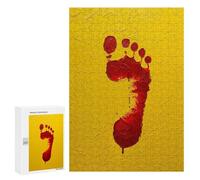 Rompecabezas 300 PCS Red Footprint on Yellow Textured Background Rompecabezas para Adultos Juguete Decoración De Pared Regalo De Cumpleaños Oferta como Regalos para Toda La Familia 300 PCS