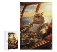 Rompecabezas 300 PCS Rich Wealthy Cat Yacht Rompecabezas para Adultos Juguete Decoración De Pared Patrón De Ensamblaje Oferta como Regalos para Toda La Familia 300 PCS