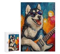 Rompecabezas 300 PCS Rockin' Husky Guitar Painting Rompecabezas para Adultos Que Mejoran La Memoria. Un Reto para Completar Cumpleaños 300 PCS