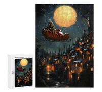 Rompecabezas 300 PCS Santas Christmas Flight Christmas Rompecabezas para Adultos Juguete Decoración De Pared Regalo De Cumpleaños Oferta como Regalos para Toda La Familia 300 PCS