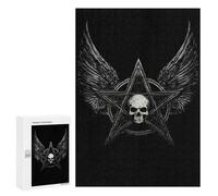 Rompecabezas 300 PCS Skull Pentagram Wings Rompecabezas para Adultos Juguete Decoración De Pared Regalo De Cumpleaños Oferta como Regalos para Toda La Familia 300 PCS