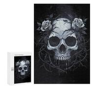 Rompecabezas 300 PCS Skull with Roses - Gothic Rompecabezas para Adultos Juguete Decoración De Pared Patrón De Ensamblaje Oferta como Regalos para Toda La Familia 300 PCS