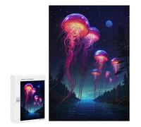 Rompecabezas 300 PCS Synthwave Jellyfish Rompecabezas para Adultos Juguete Decoración De Pared Patrón De Ensamblaje Oferta como Regalos para Toda La Familia 300 PCS