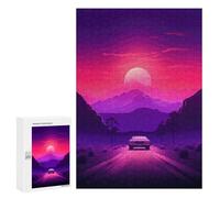 Rompecabezas 300 PCS Synthwave Sunset Car Rompecabezas para Adultos Juguete Decoración De Pared Regalo De Cumpleaños Oferta como Regalos para Toda La Familia 300 PCS