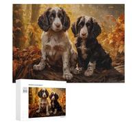 Rompecabezas 300 PCS Two English Springer Spaniels in Autumn Forest Rompecabezas Juguetes Antiestrés Pero Divertidos Y Humorísticos Oferta como Regalos para Toda La Familia 300 PCS