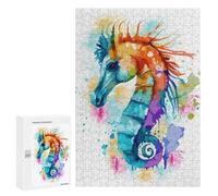 Rompecabezas 300 PCS Watercolor Sea Horse Art Rompecabezas para Adolescentes Juegos Relajantes Desafío Difícil Cumpleaños Y Navidad 300 PCS