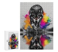 Rompecabezas 300 PCS Wolf Spirit Animal Print Rompecabezas para Adolescentes Alivia El Estrés Desafío Educativo Regalos Y Cumpleaños Únicos 300 PCS