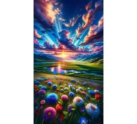 Rompecabezas 3000 Piezas para Adultos 122 x 81 cm,Juego Antiestrés, DIY Puzzle para Veladas en Familia y Regalos Originales (Flores en un Paisaje al Atardecer)