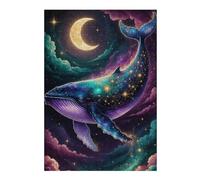 Rompecabezas 38x26cm/1000pcs para Adolescentes Celestial Whale Starry Night Sky Rompecabezas para Adultos Juegos Familiares Decoración De Pared Ayuda A Ejercitar El Cerebro 38x26cm/1000pcs