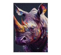 Rompecabezas 38x26cm/1000pcs para Adolescentes Colorful Rhino Portrait Rompecabezas para Adultos Juego De Ingenio Mejora La Memoria 38x26cm/1000pcs