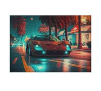Rompecabezas 38x26cm/1000pcs para Adolescentes Neon Nights Luxury Sports Car Drive Rompecabezas para Adultos Juego De Ingenio Alivia El Estrés Regalos De Cumpleaños Y Únicos 38x26cm/1000pcs