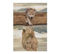Rompecabezas 38x26cm/1000pcs para Adolescentes Wolf Pup Reflection Rompecabezas para Adultos Juego De Ingenio Análisis Y Lógica Regalos para Amigos Y Familiares 38x26cm/1000pcs