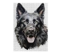 Rompecabezas 38x26cm/1000pcs para Adultos Black German Shepherd Portrait Rompecabezas para Adultos Juego Práctico Decoración De Pared Regalos Y Cumpleaños Únicos 38x26cm/1000pcs
