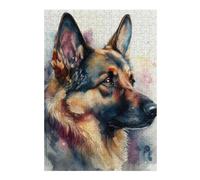 Rompecabezas 38x26cm/1000pcs para Adultos Watercolor German Shepherd Painting Rompecabezas para Adultos Juego De Ingenio Regalos Divertidos para Amigos Y Familiares 38x26cm/1000pcs