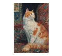 Rompecabezas 38x26cm/1000pcsS para Adolescentes Cat on Red Chair Painting Rompecabezas Juego De Ingenio Desafío Difícil para Cumpleaños, Navidad 38x26cm/1000pcsS