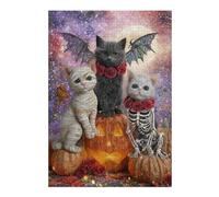 Rompecabezas 38x26cm/1000pcsS para Adolescentes Halloween Cats with Pumpkins-1 Rompecabezas Juego De Ingenio Desafío Difícil para Cumpleaños, Navidad 38x26cm/1000pcsS