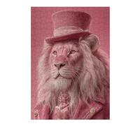 Rompecabezas 38x26cm/1000pcsS para Adolescentes Pink Lion Top Hat Suit-1 Rompecabezas para Adultos Juego Práctico Carrera De Velocidad De Manos Ayuda A Ejercitar El Cerebro 38x26cm/1000pcsS