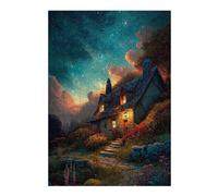 Rompecabezas 38x26cm/1000pcsS para Adultos Cozy Cottage Under Starry Sky Rompecabezas Juguetes Antiestrés Desafío Difícil para Cumpleaños, Navidad 38x26cm/1000pcsS