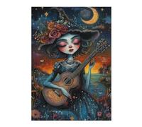 Rompecabezas 38x26cm/1000pcsS para Adultos Fantasy Witch Playing Guitar Rompecabezas Juguetes Antiestrés Desafío Difícil para Cumpleaños, Navidad 38x26cm/1000pcsS