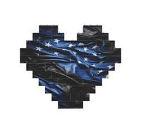 Rompecabezas 3D con diseño de bandera de línea azul americana, bloques de ladrillos, rompecabezas en forma de corazón, decoración del hogar