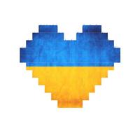 Rompecabezas 3D con diseño de bandera de Ucrania, diseño de bloques de ladrillos en forma de corazón, decoración del hogar