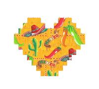 Rompecabezas 3D con diseño de sombrero de cactus y chile, bloques de ladrillos en forma de corazón, rompecabezas 3D, decoración del hogar