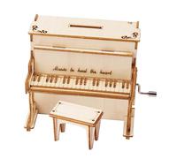 Rompecabezas 3D de caja de música de piano de madera - Melodía de manivela de hucha | Kit artesanal de montaje mecánico | Amantes de la música para adolescentes y adultos, regalo para