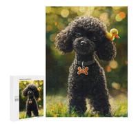 Rompecabezas 500 PCS Adorable Poodle with Yellow Duck Toy -1 Rompecabezas para Adolescentes Alivia El Estrés Desafío Educativo Regalos Y Cumpleaños Únicos 500 PCS