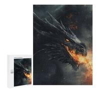 Rompecabezas 500 PCS Black Fire Dragon Rompecabezas para Adultos Juguete Decoración De Pared Regalo De Cumpleaños Oferta como Regalos para Toda La Familia 500 PCS