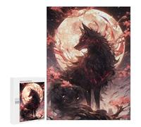 Rompecabezas 500 PCS Black Sakura Kitsune Rompecabezas para Adultos Juguete Decoración De Pared Patrón De Ensamblaje Oferta como Regalos para Toda La Familia 500 PCS